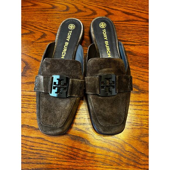 Tory Burch Georgia Mule Brown Suede Leather Slip On Women's Size 10 - Picture 1 of 9